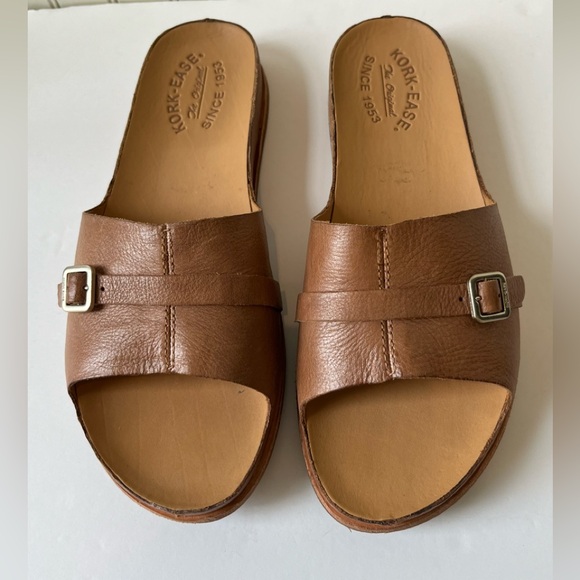 KORK-EASE DOWNEY BROWN LEATHER SLIDES | SIZE: 8 | EXCELLENT PRE-OWNED CONDITION - Picture 3 of 10